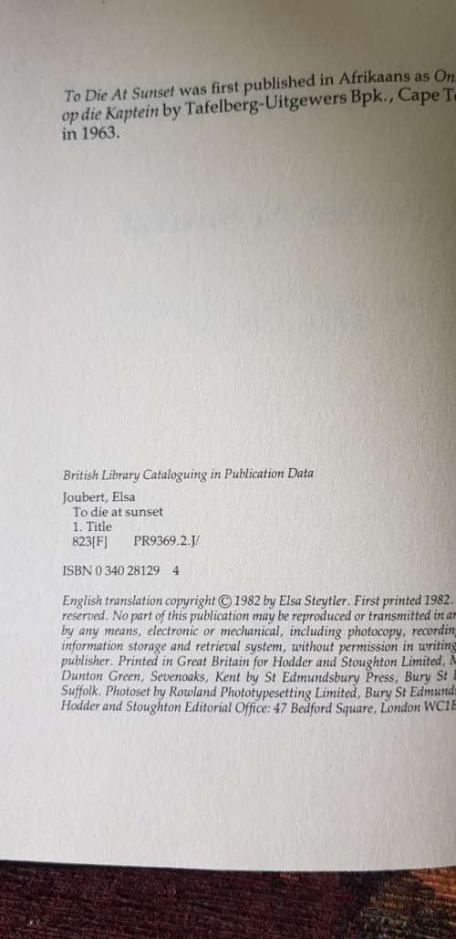 Signed copy of What David Knew by Patricia Glyn and To Die at Sunset by Elsa Joubert