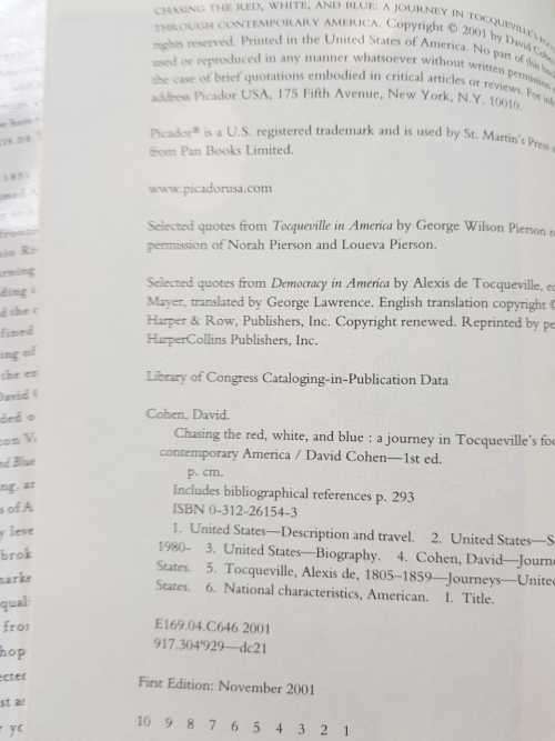 Chasing the Red White and Blue, First Edition by David Cohen