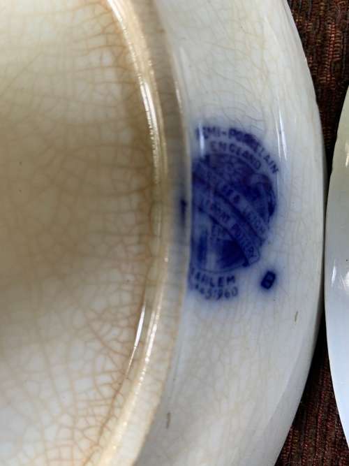 Burgess and Leigh, Middle Port Pottery, Blue and white (blue flow) oval plates 22cm