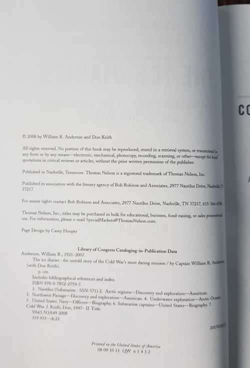 The Ice Diaries, First Edition by Captain William R.  Anderson