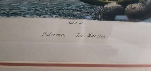 Palermo La Marina   orginal print vintage with general view of the Palermo navy  The original e