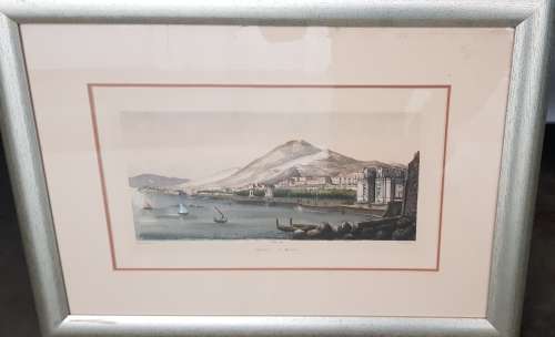 Palermo La Marina   orginal print vintage with general view of the Palermo navy  The original e