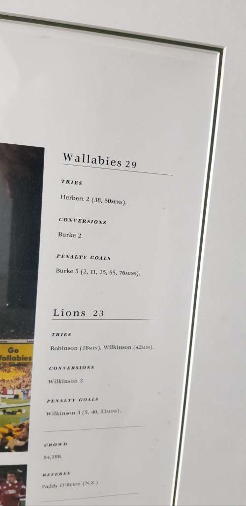 Wallabies v Lions  THE FINAL FRONTIER LIMITED EDITION NO 117 Certificate of Limitation Signed RUGBY
