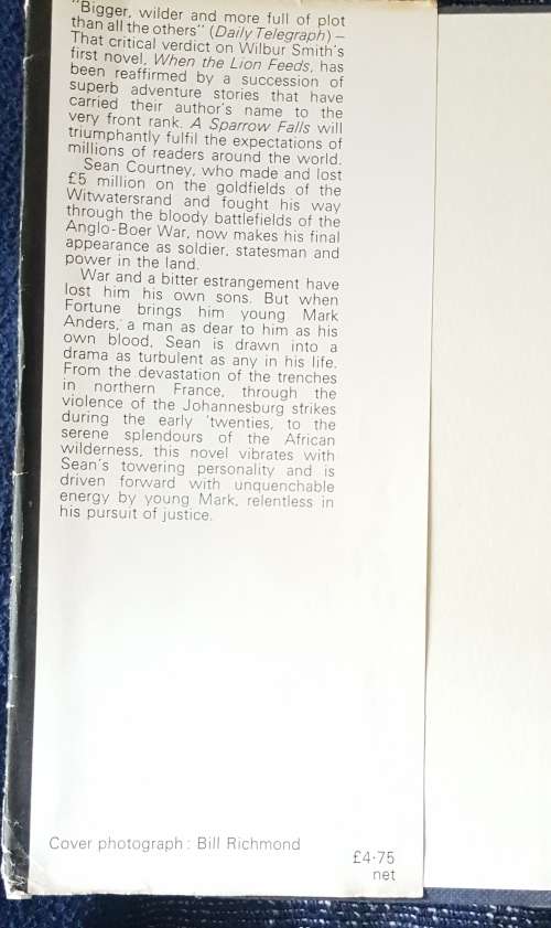 First Edition Heinemann Wilbur Smith A Sparrow Falls