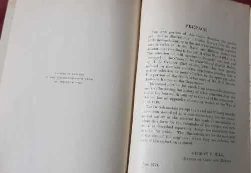 Medals 1924 First Edition   A guide to the exhibition of Historical Medals  in the British Museum.