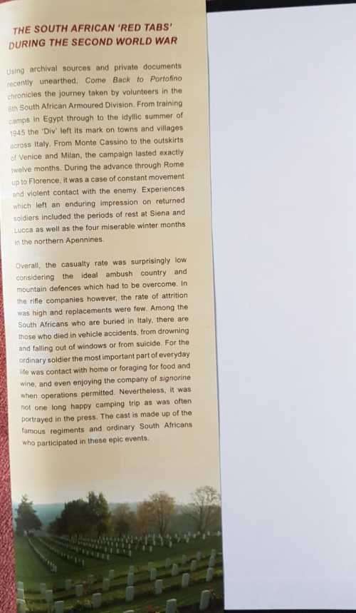 War WW2  SA 6th armoured division South Africa  Come back to Portofino AND From this Africa