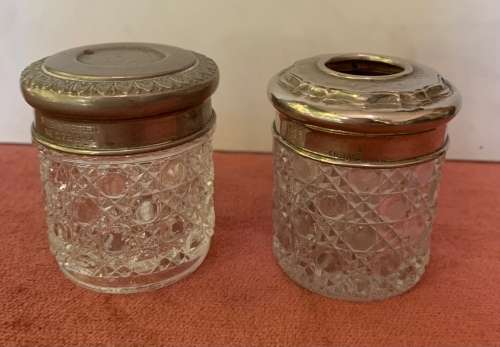 Vintage hobnail cut glass dressing table trinket or cosmetic jars