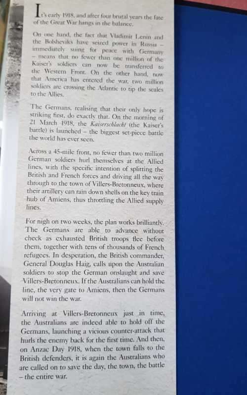 WW1 World War 1 WWI 1918 Douglas Haig - Victory at Villers-Brettoneux by Peter Fitzsimons