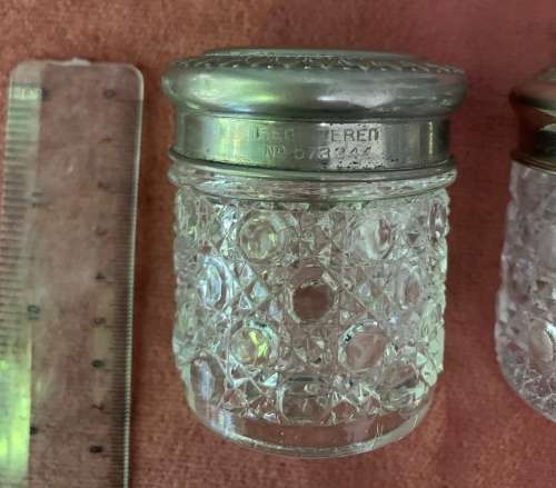 Vintage hobnail cut glass dressing table trinket or cosmetic jars