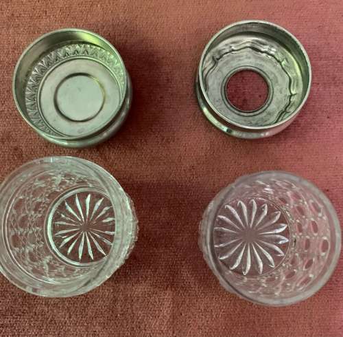 Vintage hobnail cut glass dressing table trinket or cosmetic jars