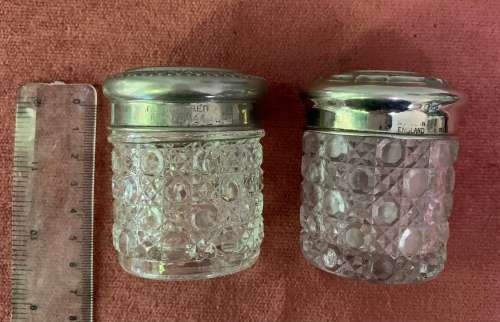Vintage hobnail cut glass dressing table trinket or cosmetic jars