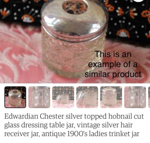 Vintage hobnail cut glass dressing table trinket or cosmetic jars