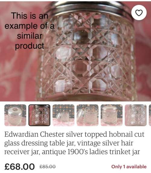 Vintage hobnail cut glass dressing table trinket or cosmetic jars