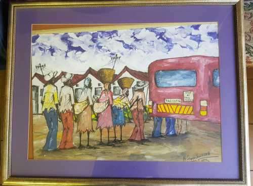 Art original South African Art   Oil on board 2003 by N. Gwanangura - Collectible