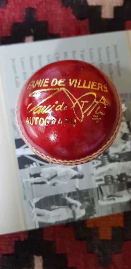 Cricket Jacques Kallis signed Ali Bacher and Williams cricket ball autograph Fanie de Villers