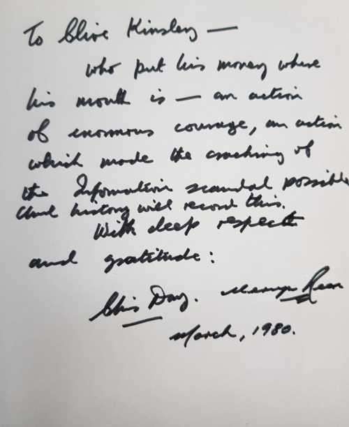 Muldergate Signed and inscribed by both authors Chris Day and Mervyn Rees