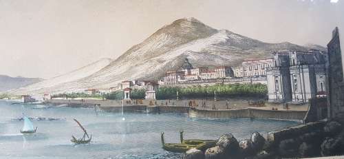 Palermo La Marina   orginal print vintage with general view of the Palermo navy  The original e