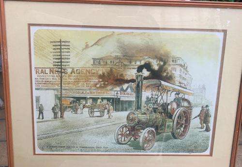 BURRELL STEAM TRACTOR LITHO PRINT  Magnificent  Outstanding Africana