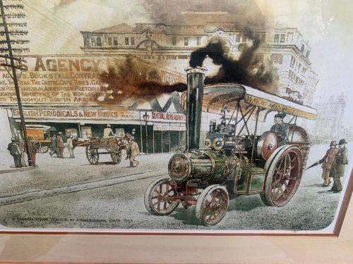 BURRELL STEAM TRACTOR LITHO PRINT  Magnificent  Outstanding Africana