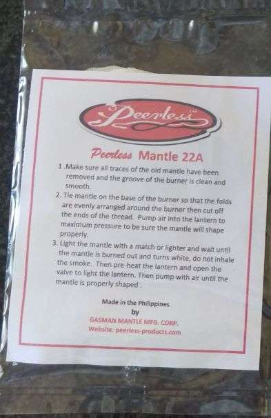 Coleman Lamp: 2 Peerless Mantles for 250-300 cp Coleman and other pressure lamps and lanterns