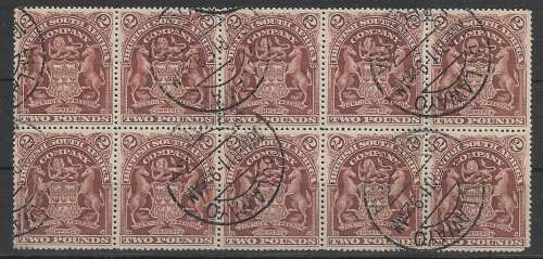 BSAC 1898 £2 block of 10 CTO