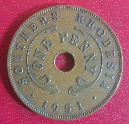 RARE 1951 SOUTHERN RHODESIA 1 PENNY - WWII GEORGE VI ERA - only 4 396 000 minted @ R1 NO RESERVE