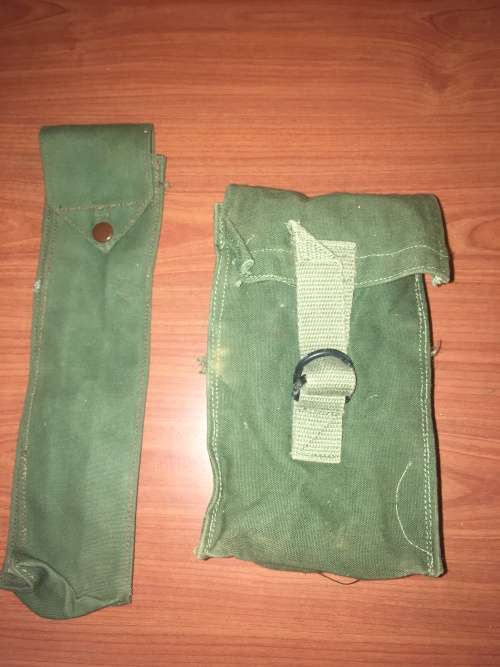 Rhodesian Army webbing pouches. Some British made. Some Fereday & Sons made