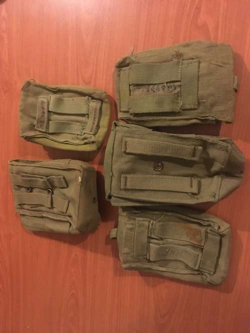 Rhodesian Army webbing pouches. Some British made. Some Fereday & Sons made