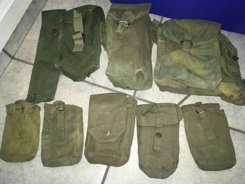 Rhodesian Army webbing pouches. Some British made. Some Fereday & Sons made
