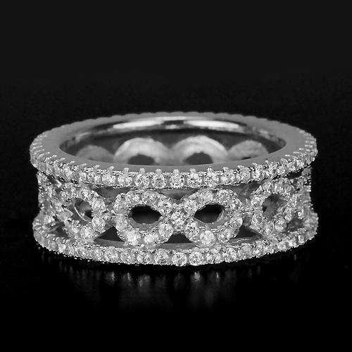 DAZZLING AAA INFINITY ROUND CUT STERLING 925 SILVER RING 6.75