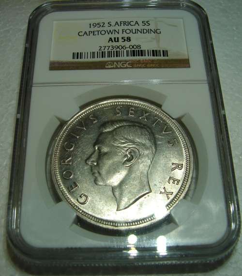 1952 5 Shilling Crown - AU 58 NGC