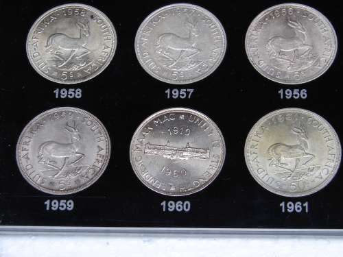 5 Shillings set "crown set" 1947 - 1964 including 1959 crown in a specially designed holder