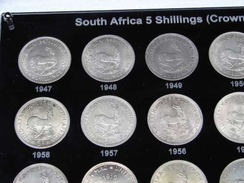 5 Shillings set "crown set" 1947 - 1964 including 1959 crown in a specially designed holder