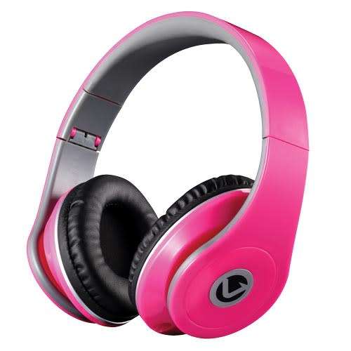 Volkano Dual Neo Series Headphone and Earphone Combo - Neon Pink