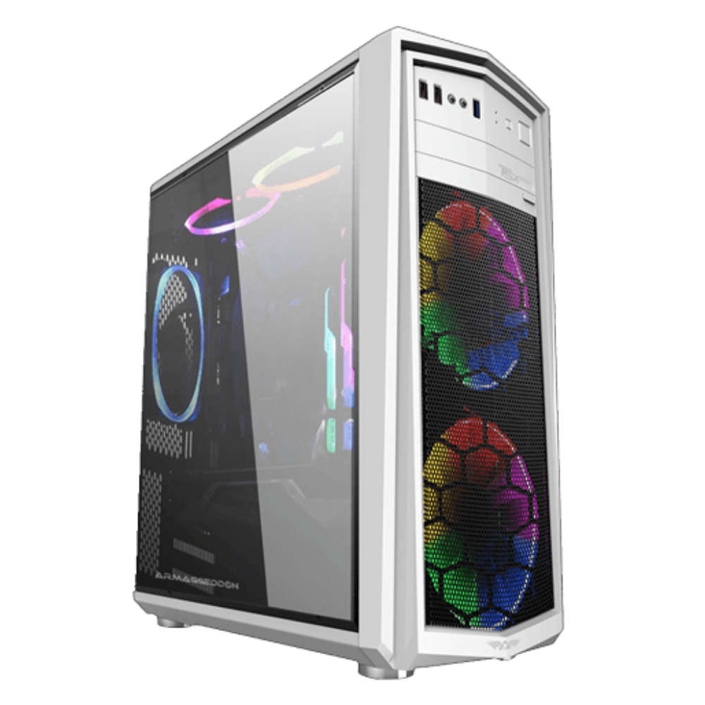 COMBO DEAL Armaggeddon T5X Pro II White Gaming PC Case with 6 Inwin fans and Cpu cooler