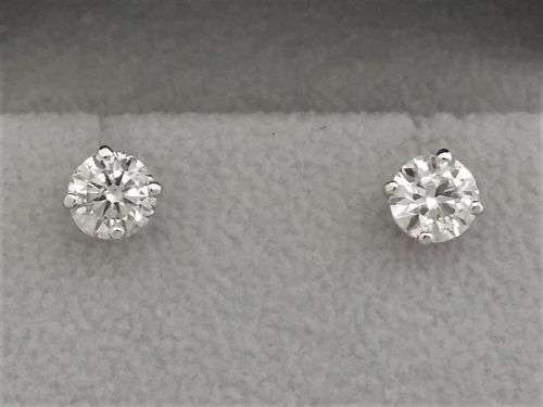 1.00ct brilliant round natural diamond earrings certified color h vs clarity set on white gold studs