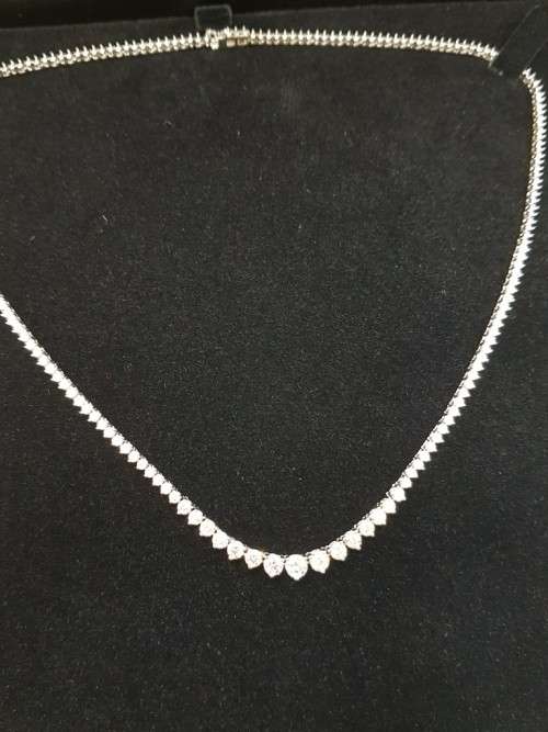 3.14ct fine jewelry graduated diamond tennis necklace set on 18k white gold certified vs clarity hij