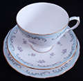 QUEEN ANNE BONE CHINA BY RIDGWAY POTTERIES 8357 TRIO - FOOTED CUP, SAUCER AND TEA/SIDE PLATE VINTAGE