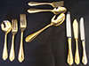 CUTLERY SET 33 PIECE 4 PLACE SETTING "TABLE CLASSICS" GILT/GOLD METAL - KINGS PATTERN VINTAGE/RETRO