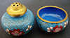 VINTAGE ORIENTAL / CHINESE CLOISONNE OPEN SALT AND PEPPER SHAKER SET