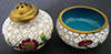 VINTAGE ORIENTAL / CHINESE CLOISONNE OPEN SALT AND PEPPER SHAKER SET