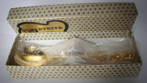 EETRITE 24 CARAT GOLD PLATED BOXED SUGAR SPOON 14CM