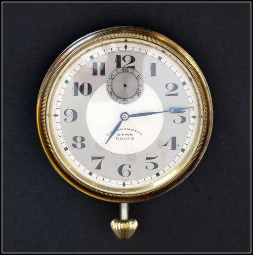 VINTAGE CYMA TRAVELING CLOCK IN LEATHER CASE- CIRCA 1935