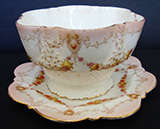 AYNSLEY ANTIQUE VICTORIAN ENGLAND BONE CHINA FOOTED SLOP/WASTE BOWL & PLATE C 1891 - 1905