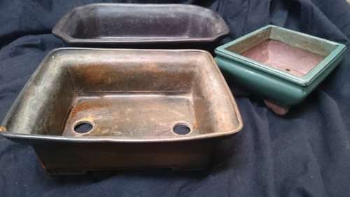 3 Glazed Bonsai Pots.