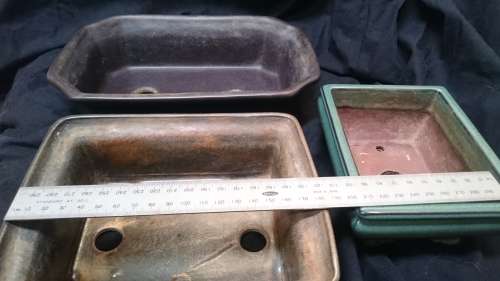 3 Glazed Bonsai Pots.