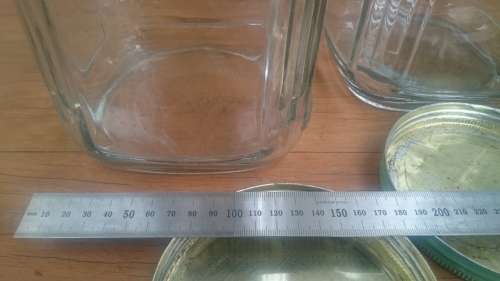 3 Large Vintage Big Jars Bottles Green Tin Lid