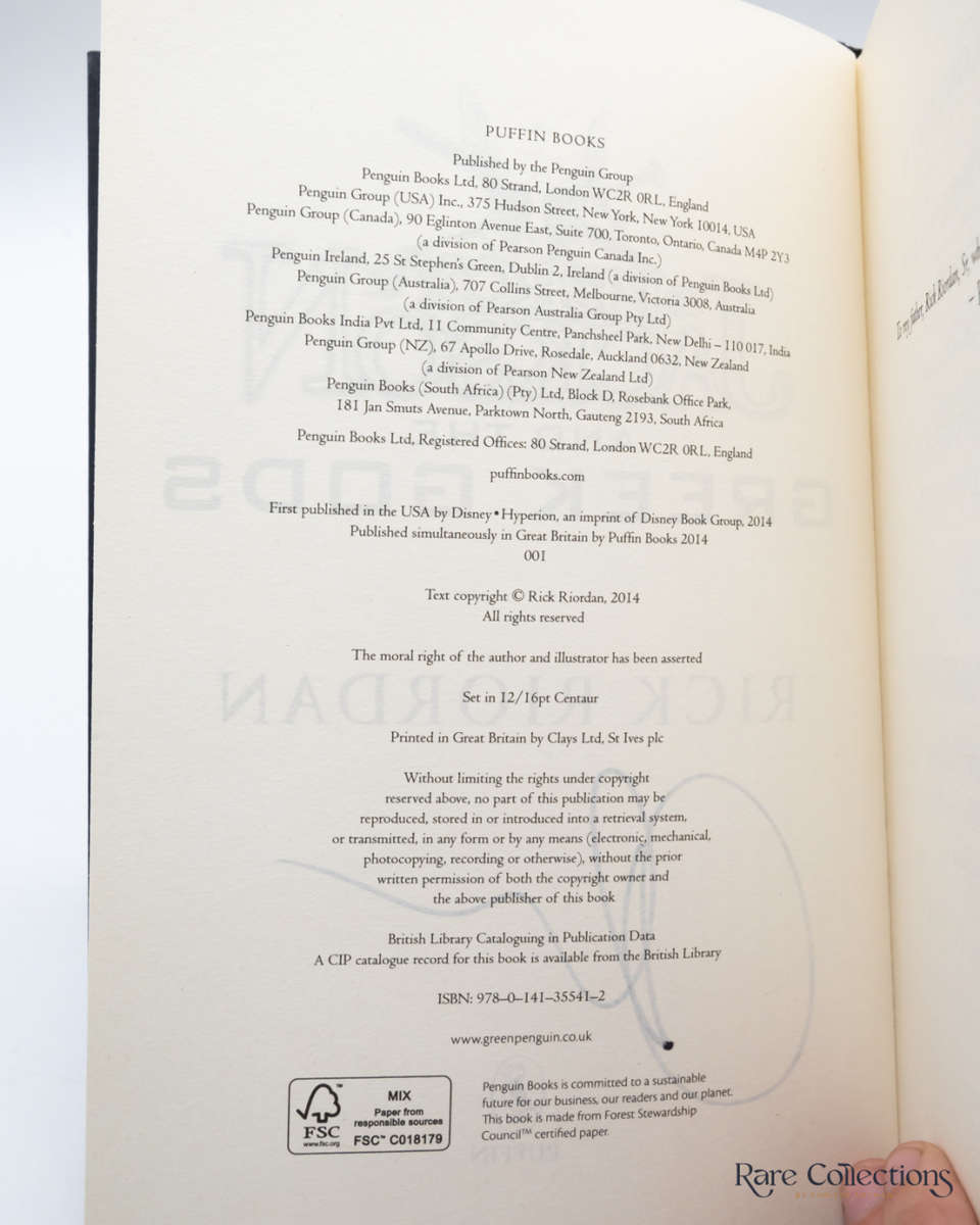 Percy Jackson and the Greek Gods by Rick Riordan - Signed Copy