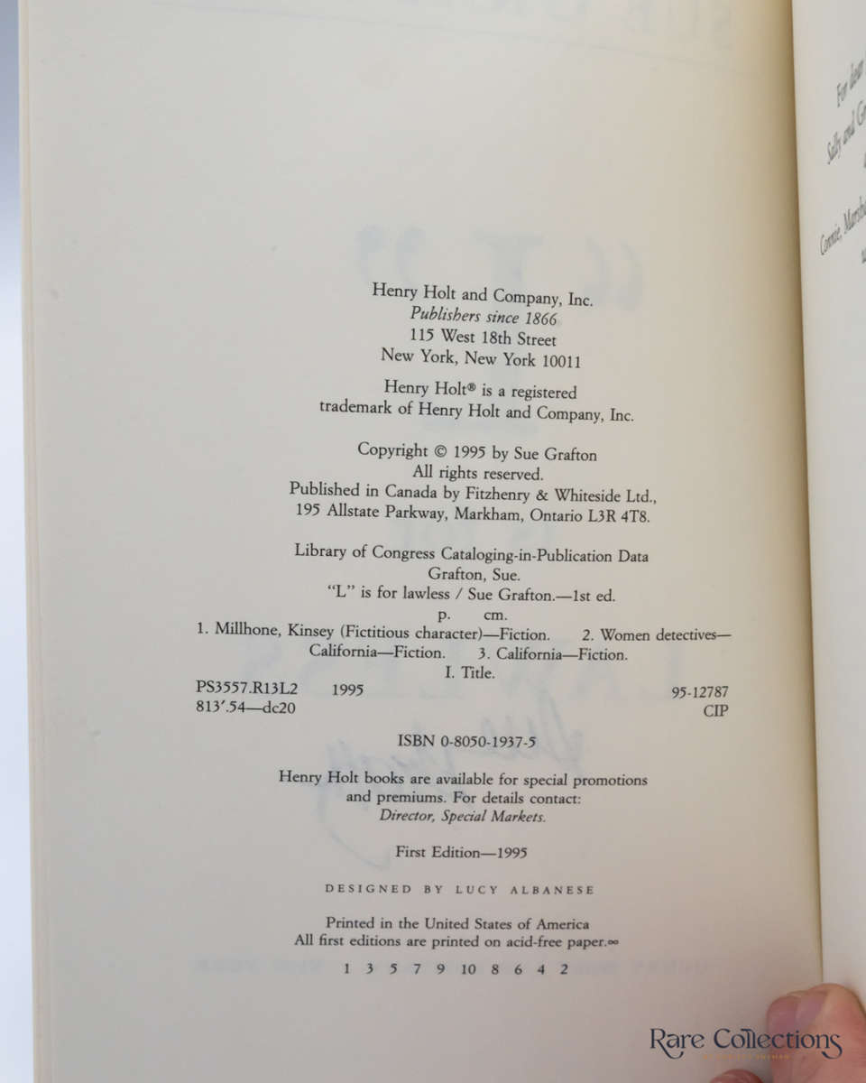 L is for Lawless by Sue Grafton (signed copy)