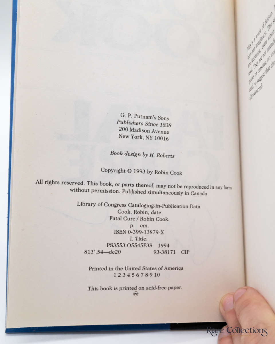 Fatal Cure by Robin Cook - signed